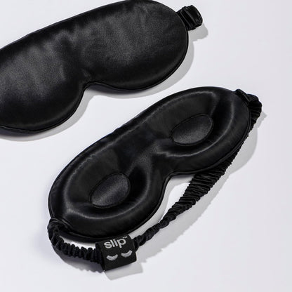 slip Contour Sleep Mask | 100% Pure Mulberry Silk, Ultra Soft | Contoured Design, Prevents Eye Pressure | Adjustable Strap, Ideal for Travel - Black