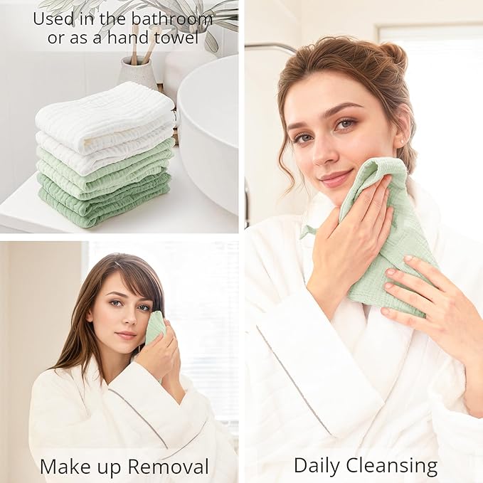 Konssy 6 Pack Face Cloths, Soft Wash Cloth