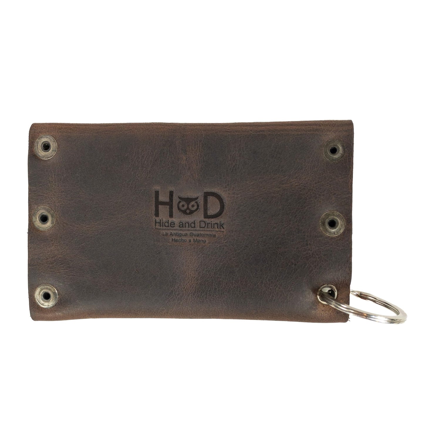 Hide & Drink, Leather Riveted Envelope Keychain, Holds Up to 4 Cards/Card Organizer/Holder/Case/Rustic/Cash/Accessories, Handmade - Bourbon Brown