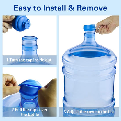 Gofriipai 3 and 5 Gallon Water Jug Cap, Silicone Reusable Replacement Cap, Non Spill Bottle Caps for 55mm Bottle Water Dispenser Caps - Pack of 5