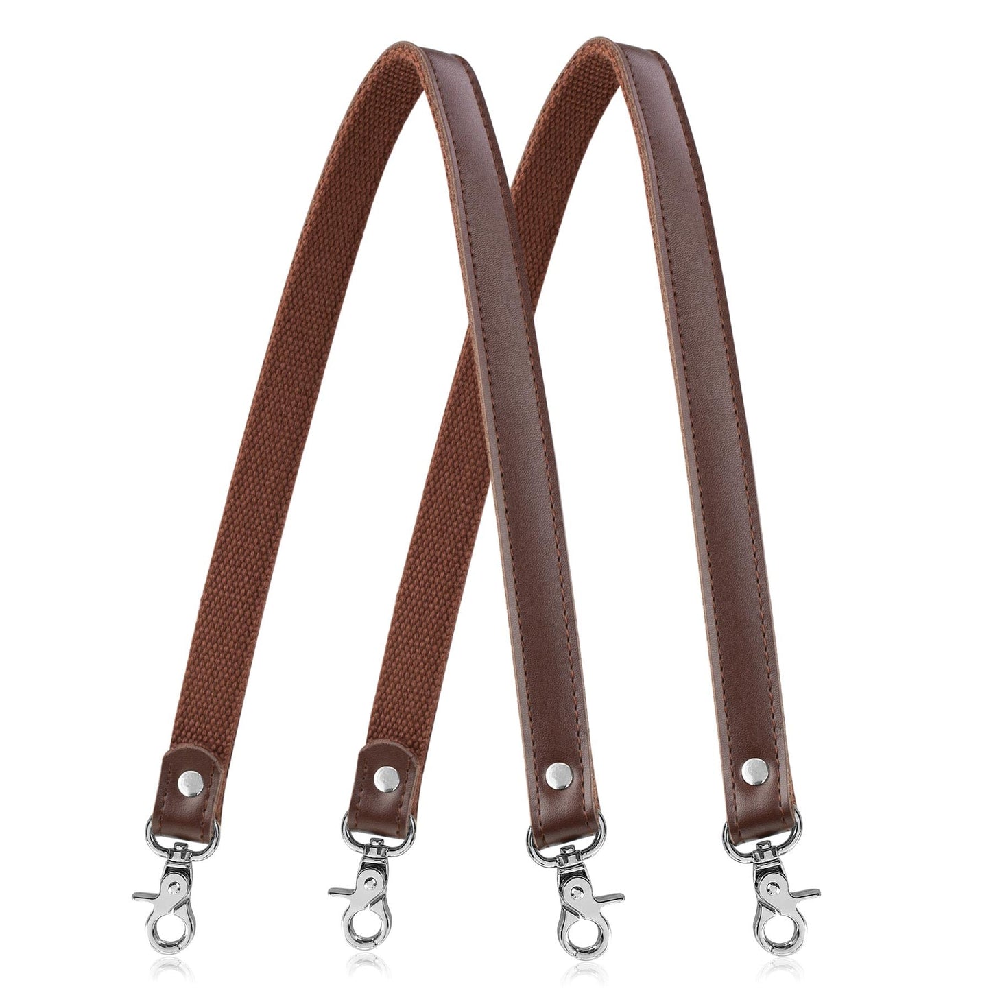 Allzedream Genuine Leather Purse Strap Sewing Canvas Replacement Handbag Shoulder Bag 2 Pcs (Coffee, Silver Hardware)