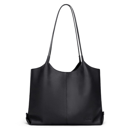 Cnoles Hobo Bag for Women Shoulder Tote Bag Ladies Top Handle Handbag Soft Genuine Leather Top-handle Purse Black