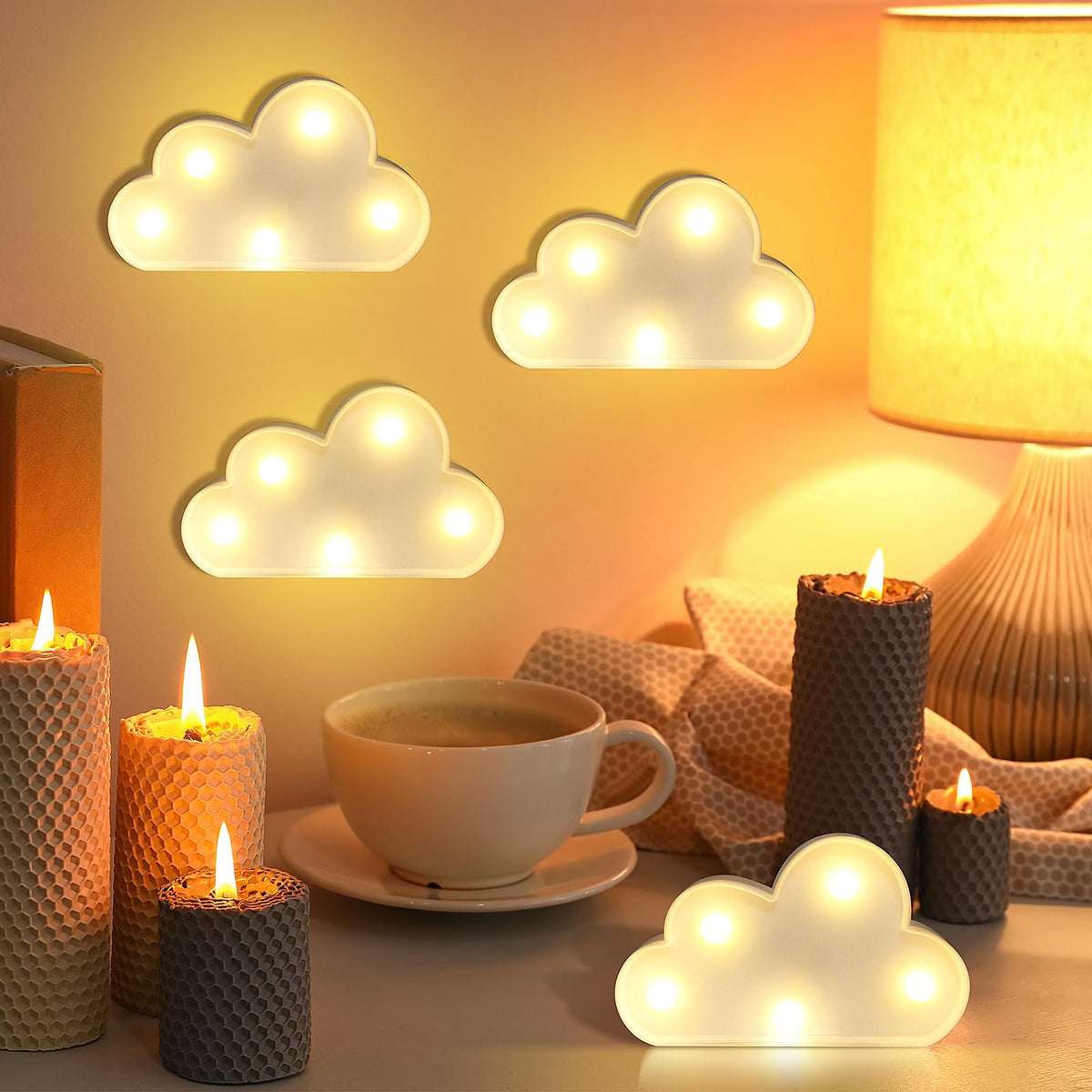 clothmile 6 Pcs LED Cloud Night Light Can Be Hung On The Wall Kids Room Room Light, Suitable for Birthday Party Holiday Decoration Baby Room Nursery Decoration (Clound-6pcs)
