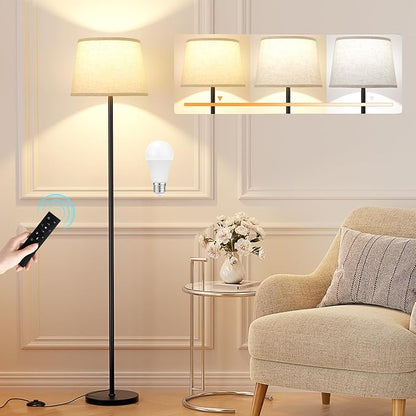 【Upgraded Floor Lamps for Living Room, Modern Floor Lamp with Remote Control, Dimmable Colors Temperature Standing Lamp Foot Switch, 9W LED Bulb Tall Lamps for Bedroom Office Kid Room