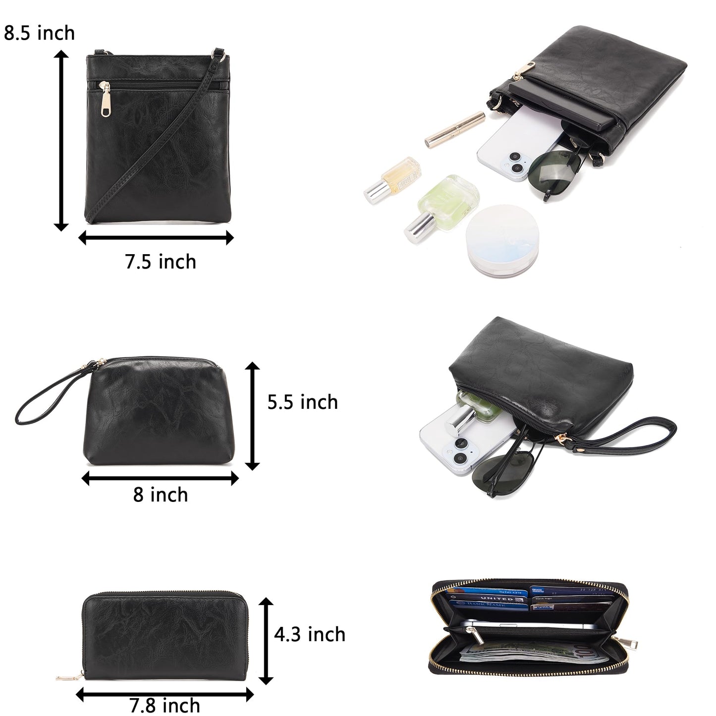Purses For Women Handbags And Wallet Set Large Hobo Crossbody Bag Ladies Purse Totes 4 PCS Black