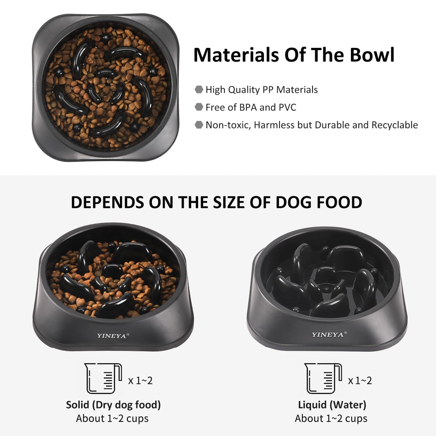 YINEYA Slow Feeder Dog Bowls, Pet Supplies That Slow Down Eating, Pet Food Bowls, Maze Dog Puzzle Feeder for Medium Breed