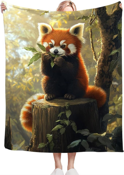 Red Panda Blanket, Pandas Gift Pictures Animal Throw Blankets, Fuzzy Plush Blanket Soft for Red Panda Lover Kids Teens Women Men Girls Boys Stuff for Bedding Sofas Couch 80"X60"