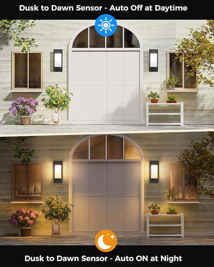 SHIMR Smart Outdoor Wall Lights 2 Pack, WiFi RGB Color Changing Sconce 2700K–6500K Tunable White, Dusk to Dawn Outdoor Light Fixture with E26 Base for House Porch Garage, Work with Alexa & Google