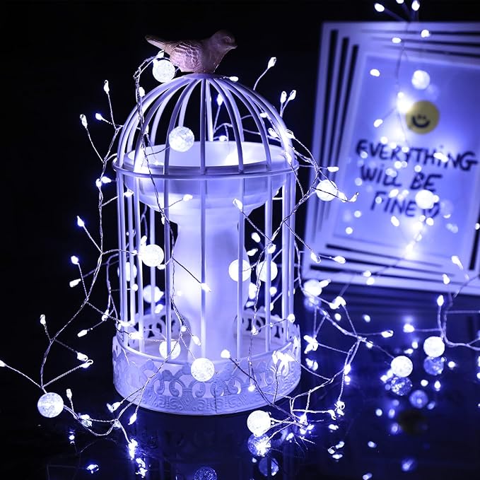 Copper Wire Firecracker Christmas Lights, 26FT 400LED Plug-in Twinkle Cluster Fairy Lights for Christmas Tree with Remote for Bedroom Dorm Wreath DIY Wedding Christmas Decoration