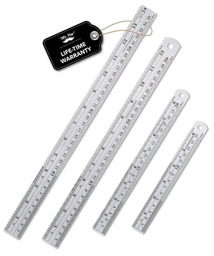 Mr. Pen- Metal Straight Edge Ruler, 4 pcs, 6", 8", 12", 14"