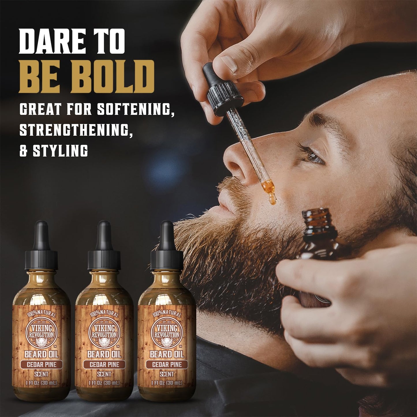 Viking Revolution Sandalwood Beard Oil for Men - Natural Mens Beard Oil with Argan Oil and Jojoba Oil - Beard Softener, Strengthens and Moisturizes - Beard Conditioner for Men (Sandalwood, 1 Pack)