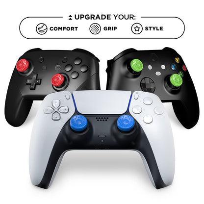 KontrolFreek No-Slip Thumb Grips | Universal Edition for Nintendo Switch Pro, PlayStation 4 (PS4), PlayStation 5 (PS5), Xbox One & Xbox Series X Controller | 8-Pack | Blue/Green/Red/Black