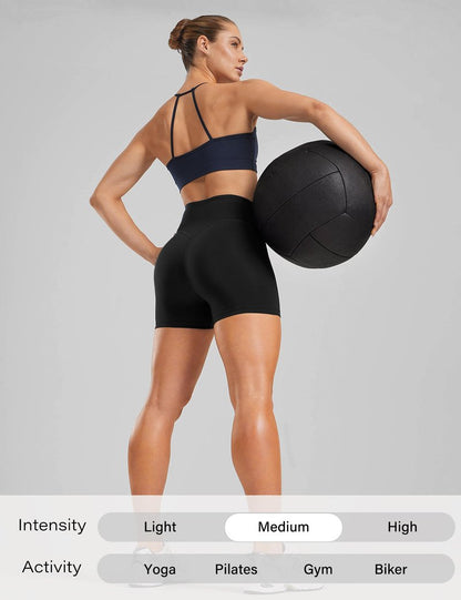 Unthewe Women's Workout Gym Biker Shorts High Waisted Athletic Booty Yoga Shorts with Tummy Control(U729-Black-XL)