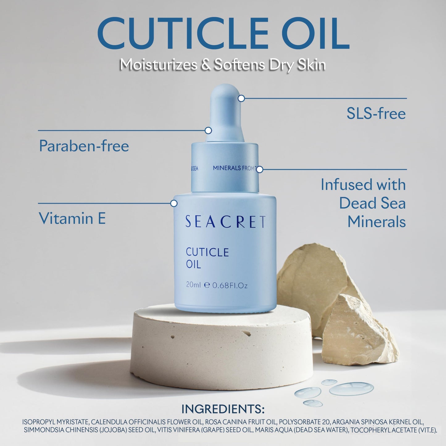 SEACRET NAIL CARE COLLECTION: Dead Sea Mineral Fingernail & Toenail DIY Salon Manicure Treatment Set with File, 3-Way Buffer Block for Shine, 1 Oz Cuticle Oil, & 6.8 Oz Body Lotion Kit