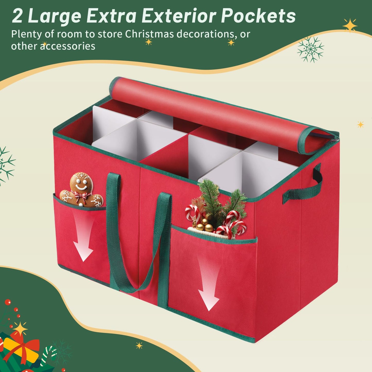 EverMerry Nutcracker Storage Containers and Figurine Collectibles Storage Box， Large Ornament Storage Organizer Stores Up to 8 Holiday Christmas Nutcrackers Figurines-Carolers Ornaments Red/15 Inches