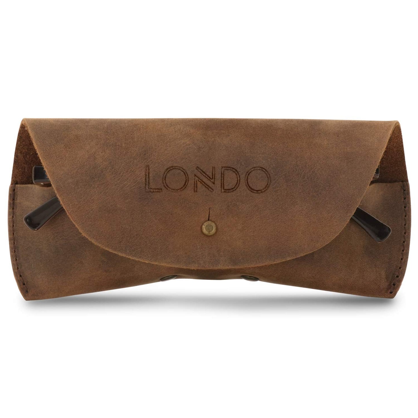 Londo Genuine Leather Eyeglasses & Sunglasses Case – Premium Leather Protective Case with Button Closure, Stylish & Durable Storage for Glasses