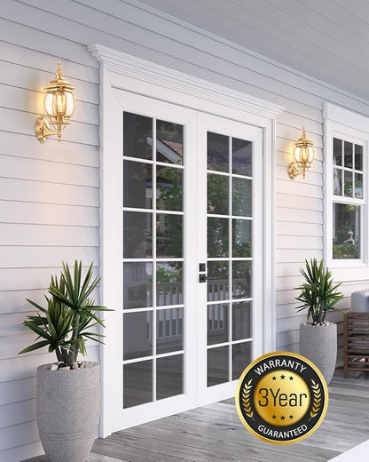 VIANIS Outdoor Wall Sconce, Exterior Porch Light Wall Mount, Gold Dusk to Dawn Outdoor Lighting Lantern for Coach, Modern Outside Garage Lighting Fixtures for House, Waterproof Outdoor Wall Lamp