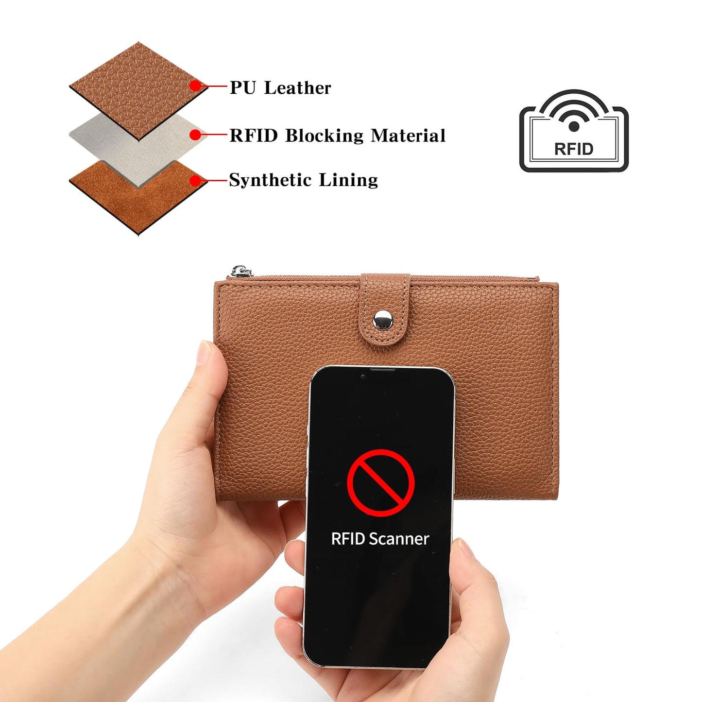 RNIEGA Passport Holder for Women Leather Passport Wallet for Travel RFID Blocking Passport Wallet Credit Card Holder with Zipper Pocket