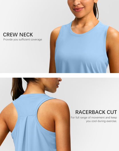 Women's Workout Tops Racerback Athletic Tank Tops Sleeveless Loose Fit Yoga Running Gym Shirts for Women(Haze Blue,M)