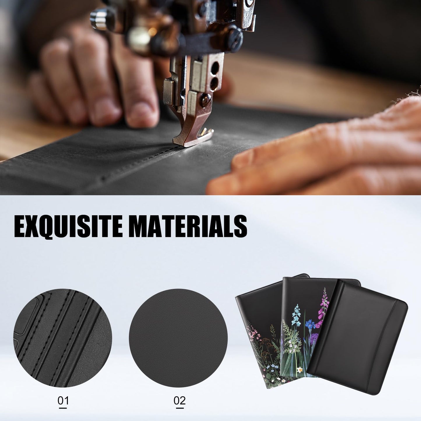 Eshow Padfolio for Men Women, Leather Portfolio with Zipper – Professional Interview Resume Organizer with Card Holder, Writing Pad & File Folders for Business, Lawyer, Student