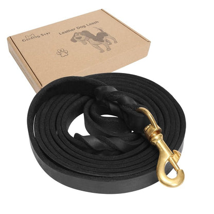 Guiding Star Leather Dog Leash 6ft, Dog Leashes for Large Dogs Heavy Duty, Soft Braided Handmade Leather Training Leash for Large & Medium Dogs (6ftx3/4inch, Black)