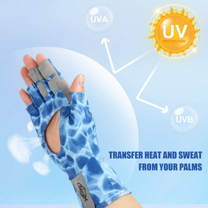 Palmyth UV Protection Fishing Fingerless Gloves UPF50+ Sun Gloves Men Women