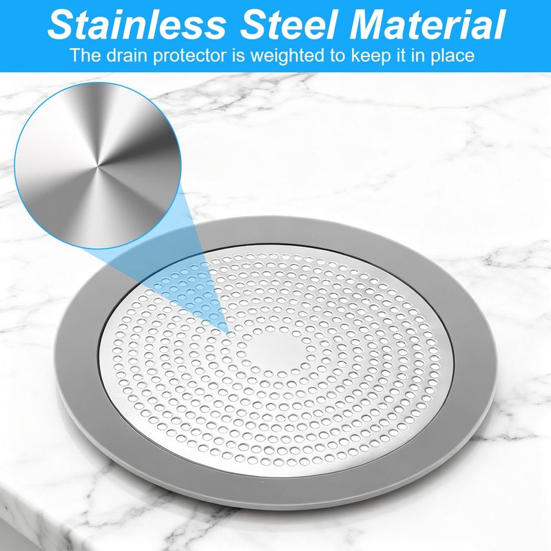 Flat Shower Drain Hair Catcher 5.7in Steel Shower Drain Cover Hair Catcher