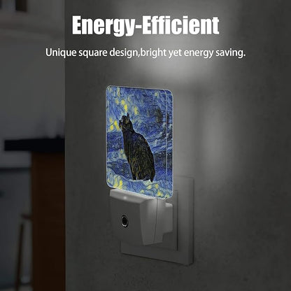 Black Cat Night Light, Dusk to Dawn Smart Sensor Nightlight for Bedroom Bathroom Kitchen Hallway Stairs Hallway, Plug-in, Energy Efficient Decor Desk Lamp Gifts