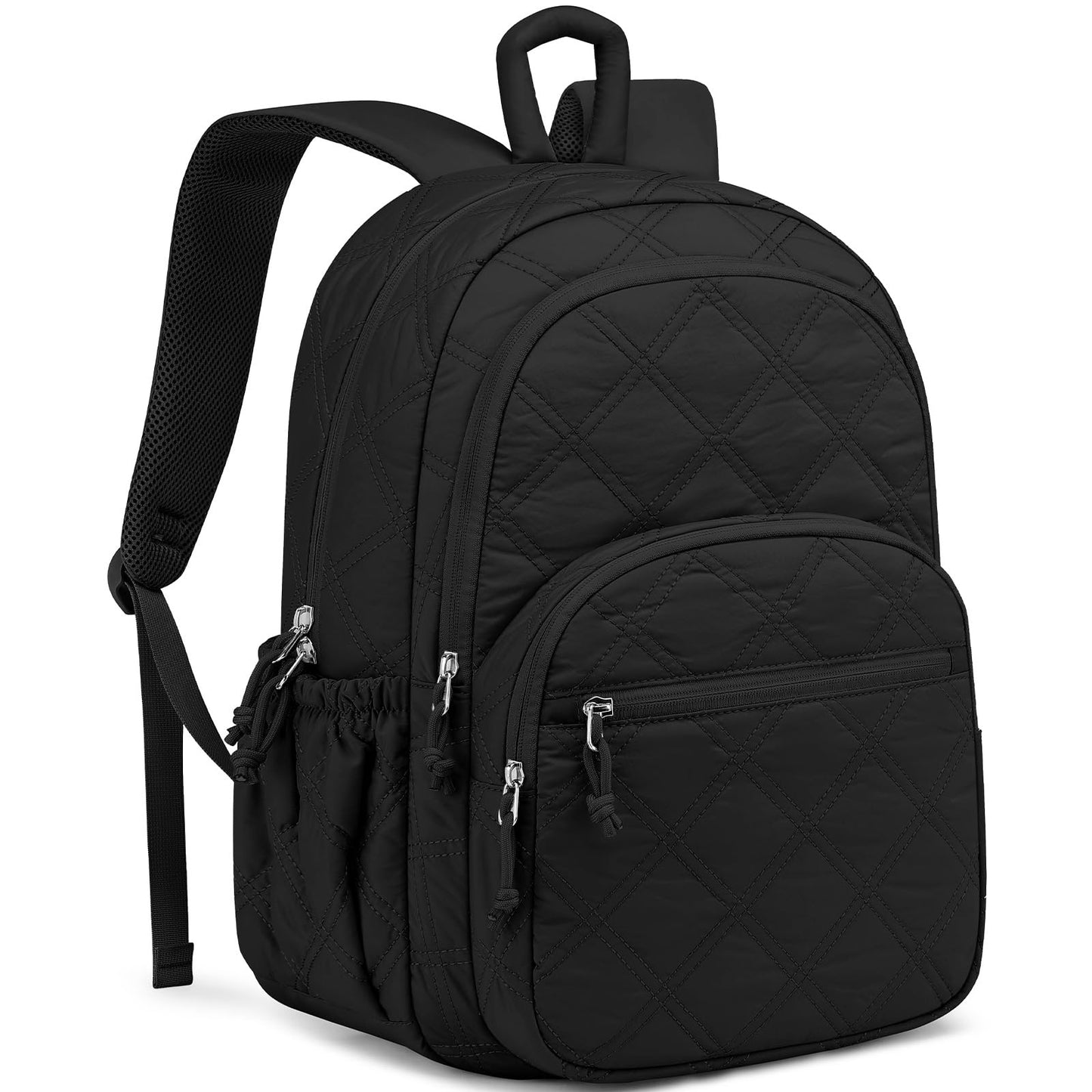 LIVUWERK Travel Backpack for Women Bag: Quilted 15.6 Inch Laptop Backpacks College School Bookbag Lightweight Casual Daypack Water Resistant Computer Backpacks for Girls Students Teacher Work Black
