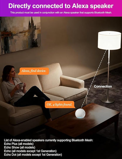 ILC Alexa Light Bulbs 10W (70 Watt Equivalent) Smart Light Bulbs Work with Alexa Hub Required, 900 Lumens, Color Changing, Color Temperature Tunable 2700K-6000K(4 Pack)