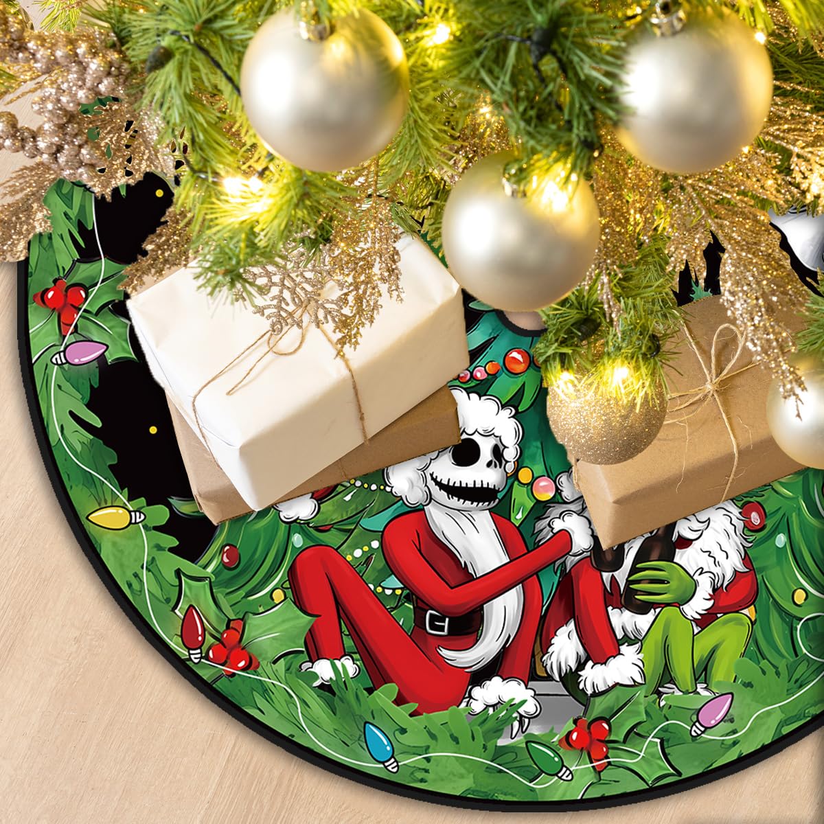 Christmas Tree Skirt 48 Inch Tree Collar Holiday New Year Winter Xmas Tree Decor Christmas Decorations for Home Party