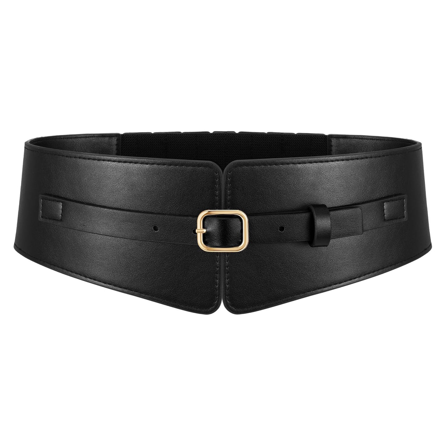 WHIPPY Women Wide Elastic Waist Belt Wide Leather Stretch Belt Fashion Ladies Waistband for Dresses, Black, M