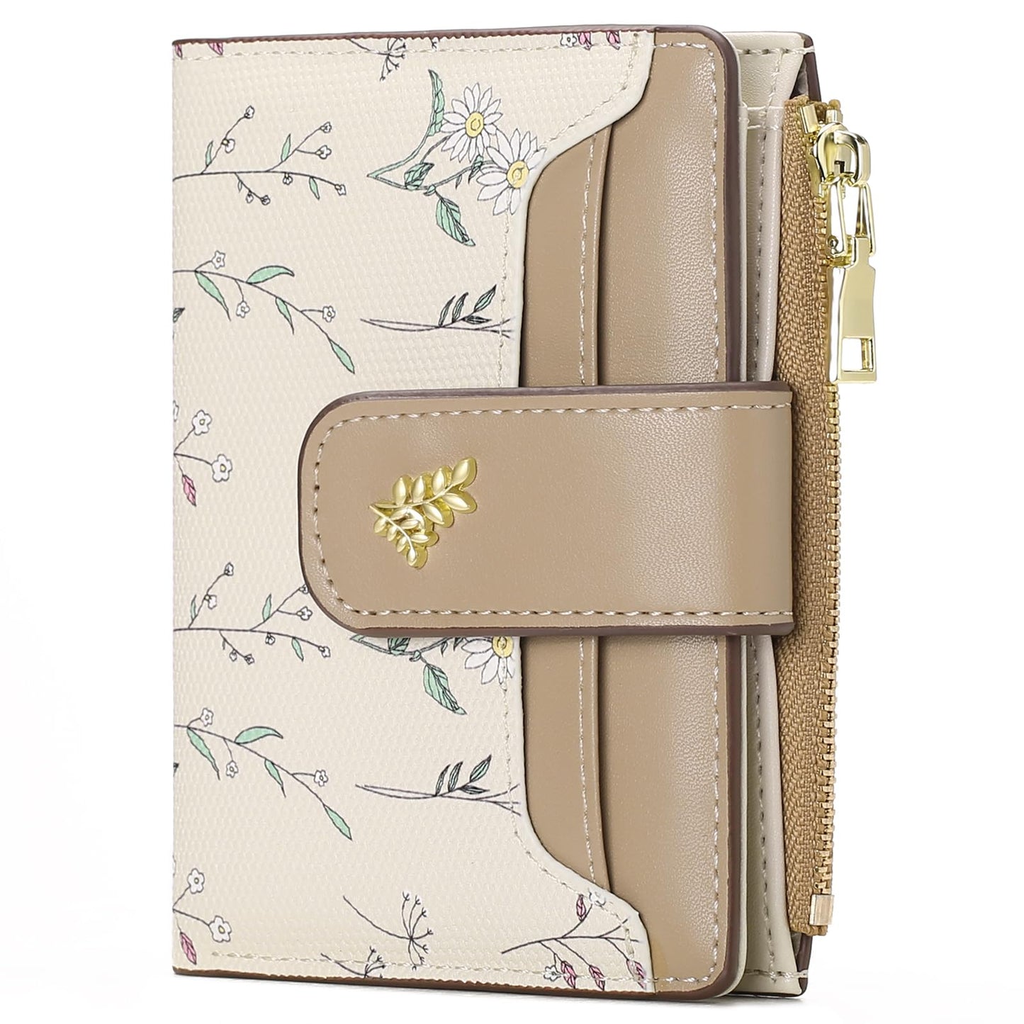 GAEKEAO Small Wallets for Women RFID Blocking Leather Bifold Zipper Pocket Wallet Credit Card Holder with ID Window