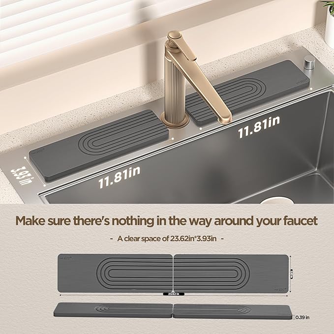 Faucet Mat for Kitchen Sink, Diatomite Stone Drying Sink Protectors, Bathroom