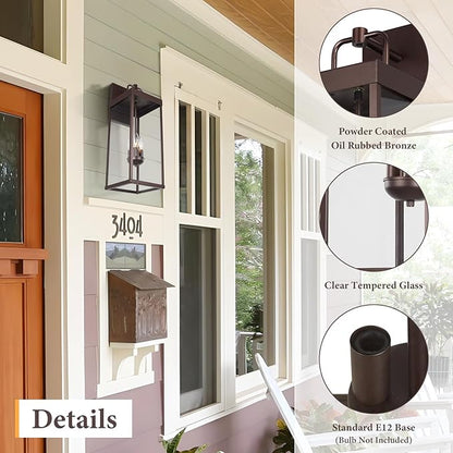 Outdoor Wall Sconce Light, 24 Inch Tall Transitional Exterior Wall Bracket Lighting with Clear Glass, Anti-Rust Powder Coat Bronze Modern Outside Carriage Lantern Lamp for Porch Garage Patio