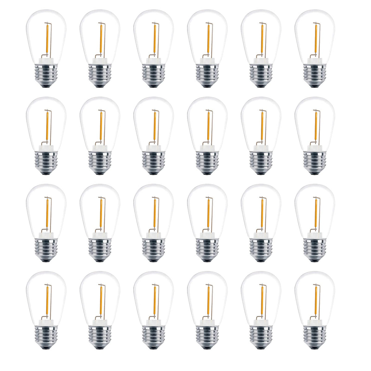 Meconard 24 Pack LED S14 Replacement Light Bulbs, Shatterproof Outdoor 1 Watt to Replace 11Watts String Incandescent Bulb, E26 Regular Medium Screw Base, 2200K Warm White, Non-Dimmable