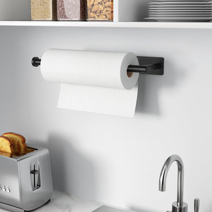 Paper Towel Holder - Self-Adhesive or Drilling, Gold, Wall Mounted, SUS304 Stainless Steel Kitchen Roll Dispenser Under Cabinet