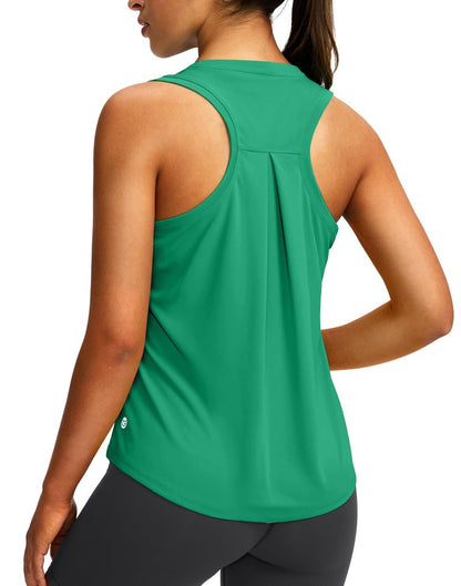 Women's Workout Tops Racerback Athletic Tank Tops Sleeveless Loose Fit Yoga Running Gym Shirts for Women(Green,M)