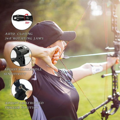 sntxmy Bow Release for Compound Bow, Archery Release Trigger, Compound Bow Release, Thumb Release. (3 Finger Bow Release, Light Blue)