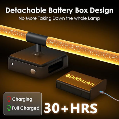 24in Acrylic Battery Operated Wall Sconces Set of 2, [8000mAh Removable Battery & Sunset Glow] Dimmable 2700K–6500K, Touch/Remote Control Wireless Wall Lamps–Black