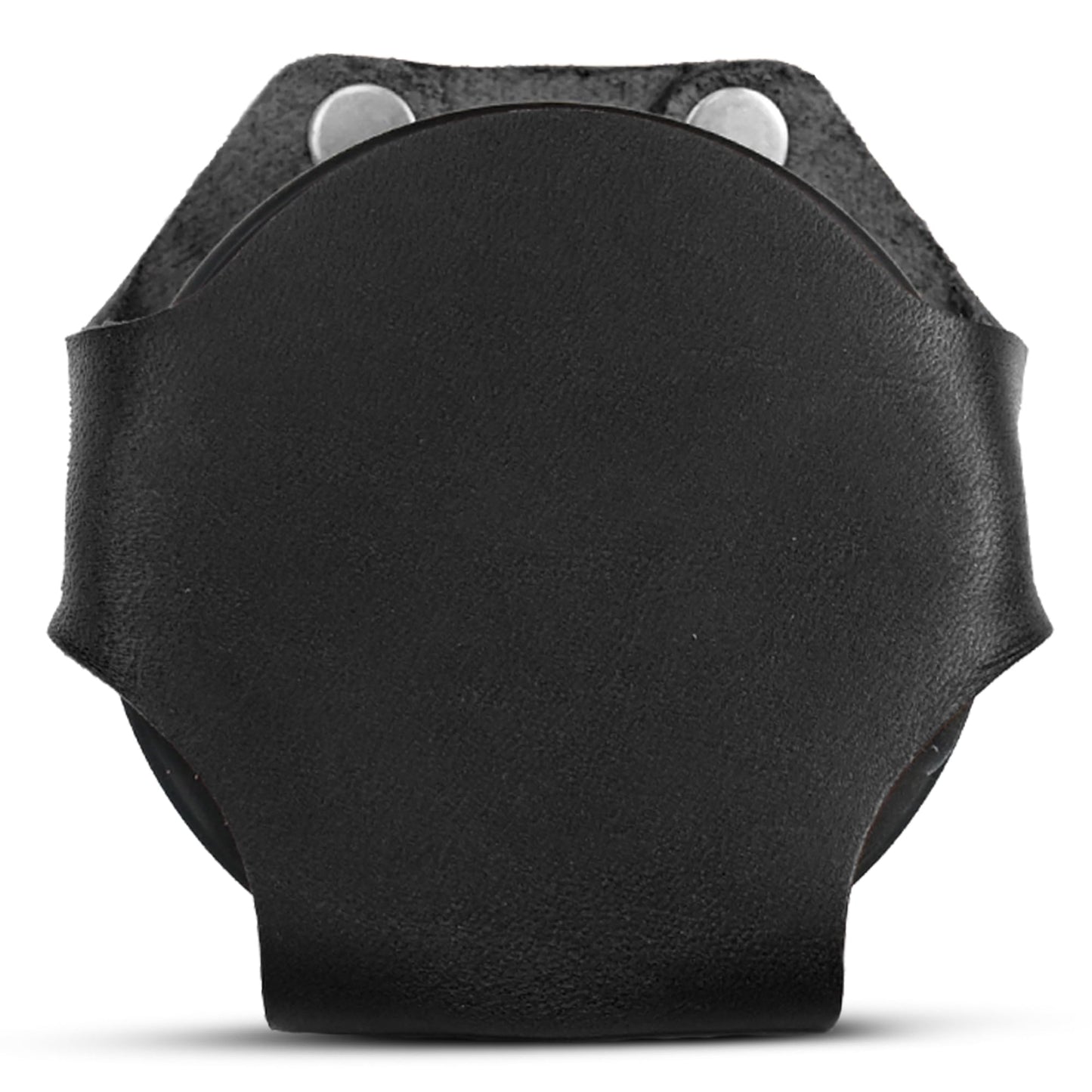 Leather Dip Can Holder (Black) – Slip-On Holster for Tobacco, Snuff & ZYN-Size Nicotine Pouch Cans – Full Grain Leather Belt Pouch w/Solid Brass Rivets – Durable Belt Accessory for Men