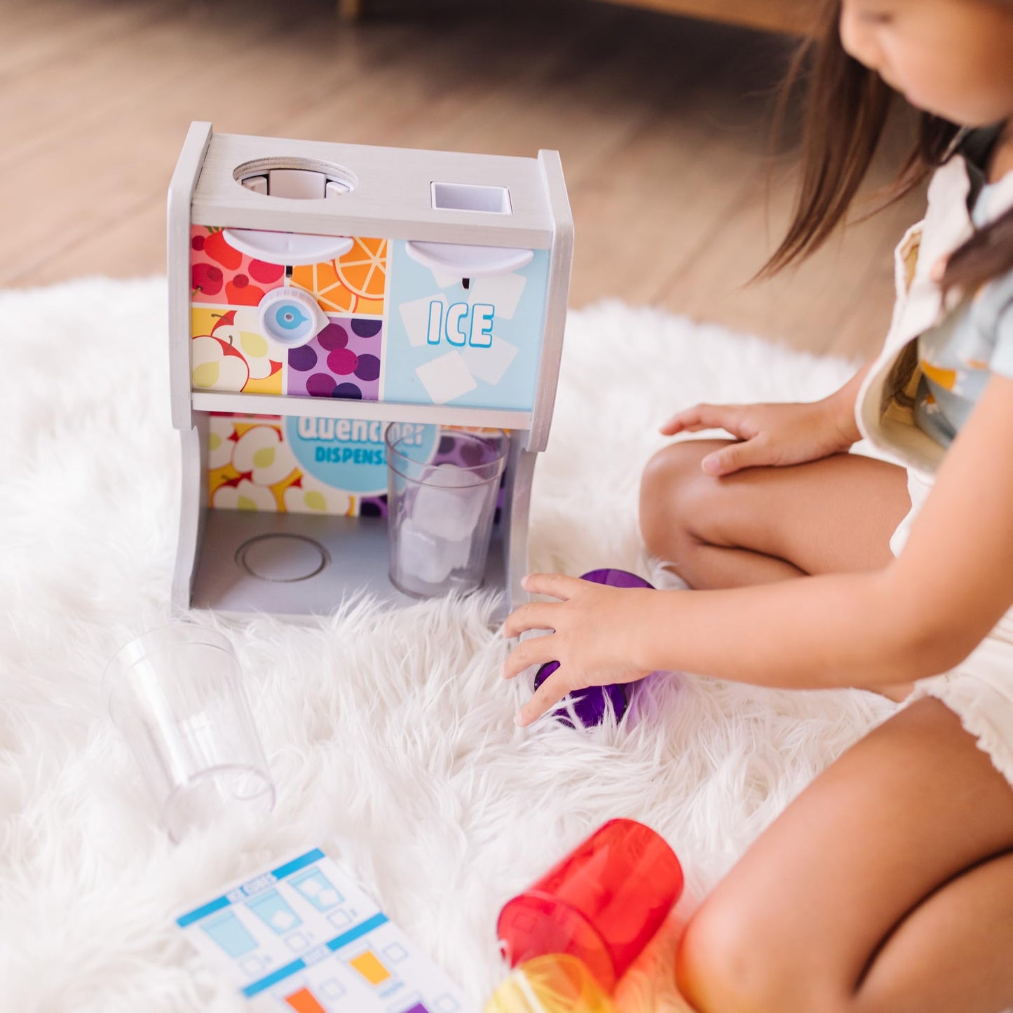 Melissa & Doug Wooden Thirst Quencher Drink Dispenser With Cups, Juice Inserts, Ice Cubes - FSC Certified