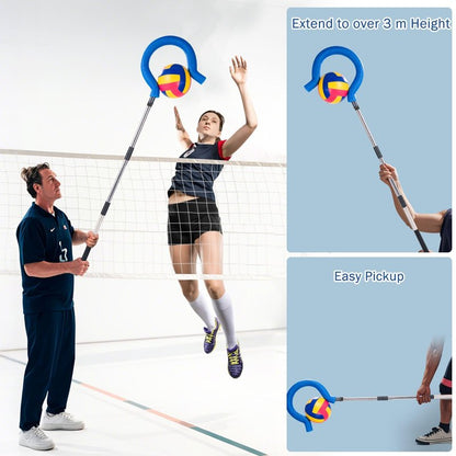 Adjustable Volleyball Spike Trainer with Question Mark Hook, Portable Lightweight Hitting Trainer for Serving, Spiking & Jump Training, Real-Ball Feel, Volleyball Gift for Beginners & Pros (No Ball)