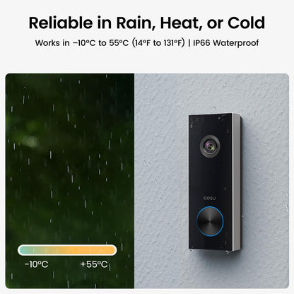 Doorbell Camera Wireless, aosu Battery-Powered Video Doorbell with Chime, 2K Resolution,Support local Storage,166° Ultra Wide Angle,180-Day Battery Life, AI Detection, Work with Alexa&Google Assistant