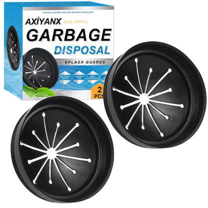 AxiyanX 3 3/8" Inch Sink Splash Guard - Rubber Garbage Guard and Disposal Stopper for Whirlaway, Waste King, and GE Models (Black 3 3/8 in)