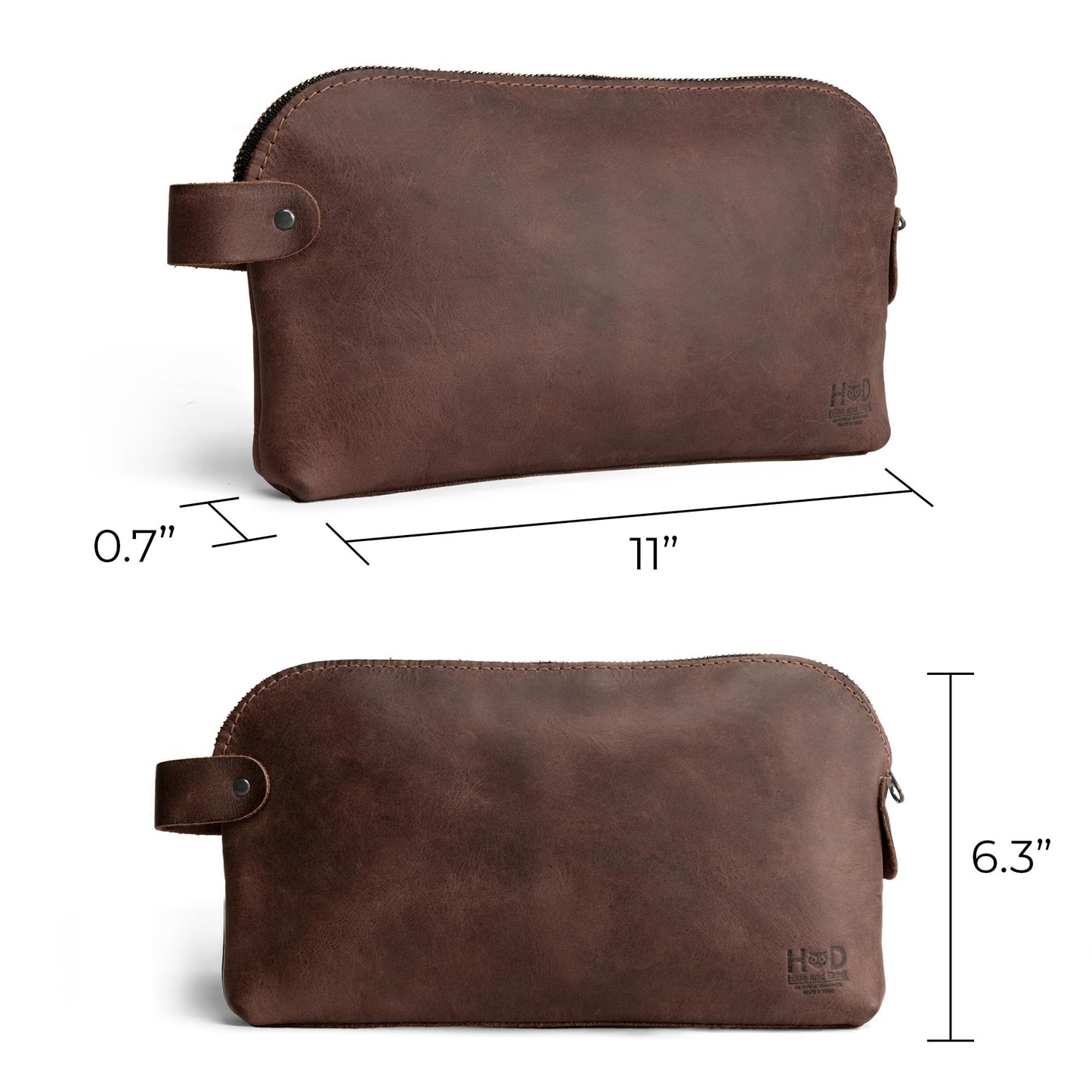 Hide & Drink, Large Rustic All Purpose Dopp Kit Utility Bag for Cords & Chargers, Travel Bag, Multi-Purpose Bag, Full Grain Leather, Handmade, Espresso