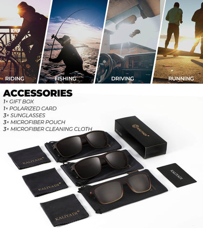 KALIYADI Polarized Sunglasses Men, Lightweight Mens Sunglasses Polarized UV Protection Driving Fishing Golf (Brown/Gradient Brown/Brown)