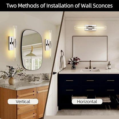 Bathroom Vanity Light Fixtures, Glass Tube Wall Sconces, Brushed Brass Base, Bathroom Wall Lights, Bedroom Bedside Wall Light, Wall Lamp For Dressing Table, Living Room, Hallway, Bulb Included