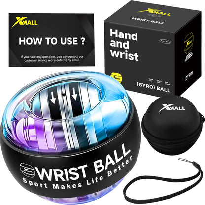 XMALL Torque Ball Hand Exerciser, Grip Strength Trainer, Auto-Start Colorful Lighting, Forearm Strengthener, Hand Strengthening Devices, Wrist Power Gyro Ball, Wrist Strengthener, Auto-Start(Black)