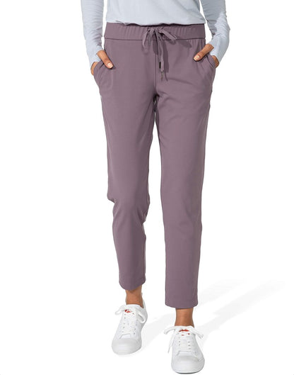 G Gradual Women's Pants with Deep Pockets 7/8 Stretch Sweatpants for Women Athletic, Golf, Lounge, Work (Dusty Purple, Large)